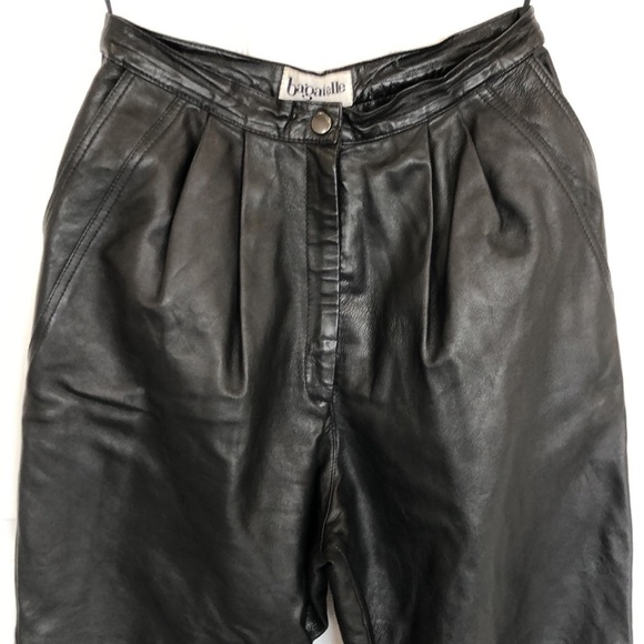 leather pants trouser style with pleats and pockets. Fully lined - Picture 2 of 8